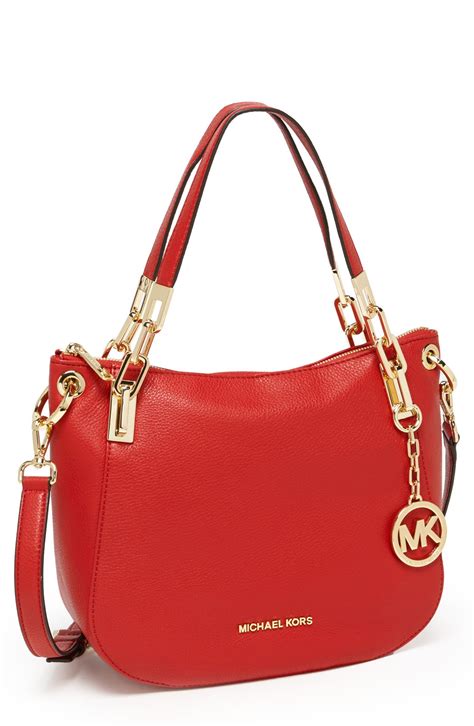 michael kors red bag gold chain|michael kors navy shoulder purse.